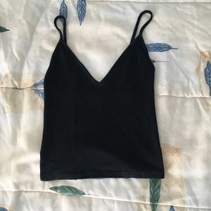 Black Unribbed Joanne Tank